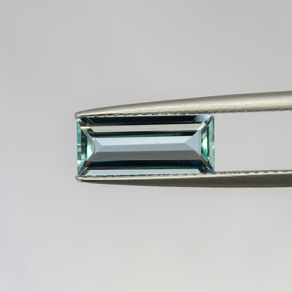 Natural Flawless Aquamarine 1.66 Carat 12.4x5.2 MM Baugette Shape Faceted Gemstone