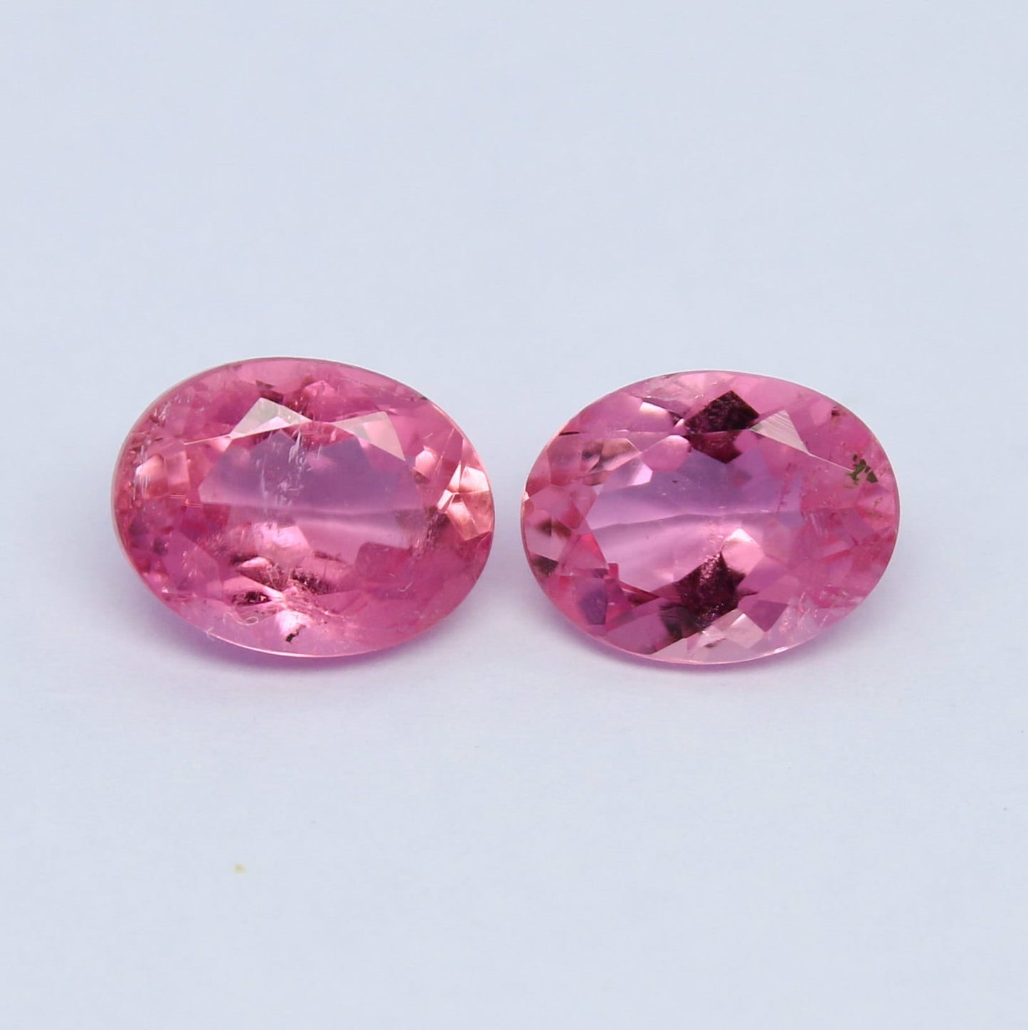 Natural Brazilian Pink Tourmaline Pair 3.93 Carat 9x7 MM Oval Shape Faceted Gemstone Pair