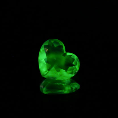 Natural Daylight Fluorescent Hyalite Opal 0.40 Carat 6x5.3 MM Heart Shape Faceted Gemstone