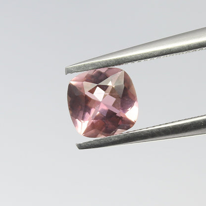 Natural Pink Tourmaline 0.79 Carat 6x6 MM Cushion Shape Faceted Gemstone