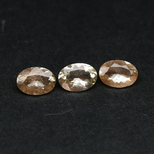 Natural Oregon Sunstone Lot 1.69 Carat 7x5 MM Oval Shape Faceted Gemstone 3 Piece Lot