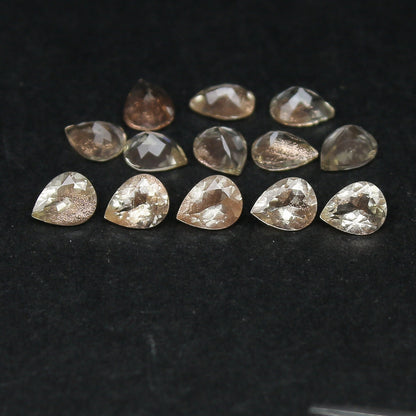 Natural Oregon Sunstone Lot 3.35 Carat 5x4 MM Pear Shape Faceted Gemstone 13 Piece Lot