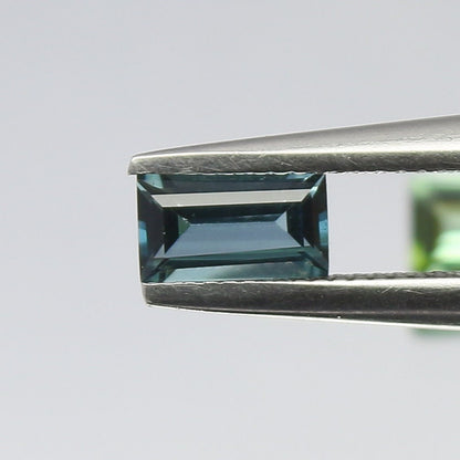 Natural Blue and Green Tourmaline lot 0.58 Carat 5.4x3/5x3 MM Baguette Shape Faceted Gemstone 2 Piece Lot