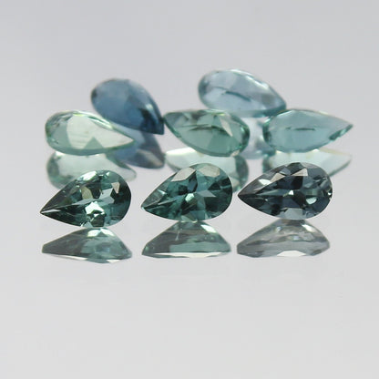 Natural Indicolite Tourmaline Lot 1.53 Carat 5x3 MM Pear Shape Faceted Gemstone 8 Piece Lot