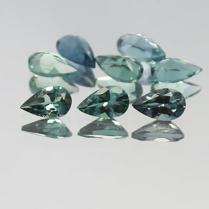 Natural Indicolite Tourmaline Lot 1.53 Carat 5x3 MM Pear Shape Faceted Gemstone 8 Piece Lot