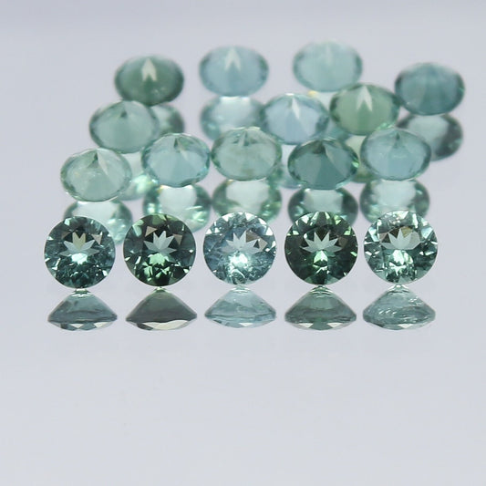 Natural Indicolite Tourmaline Lot 1.74 Carat 3x3 MM Round Shape Faceted Gemstone 17 Piece Lot