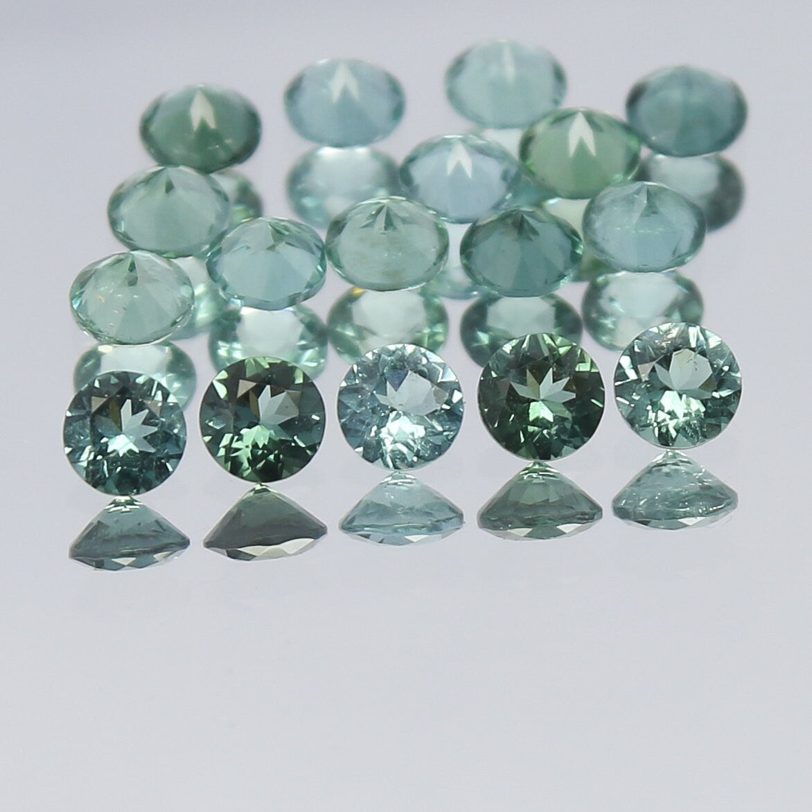 Natural Indicolite Tourmaline Lot 1.74 Carat 3x3 MM Round Shape Faceted Gemstone 17 Piece Lot