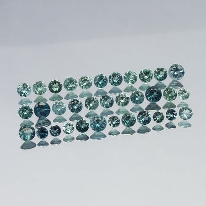 Natural Indicolite Tourmaline Lot 3.52 Carat 2.5x2.5/3x3/3.5x3.5 MM Round Shape Faceted Gemstone 34 Piece Lot