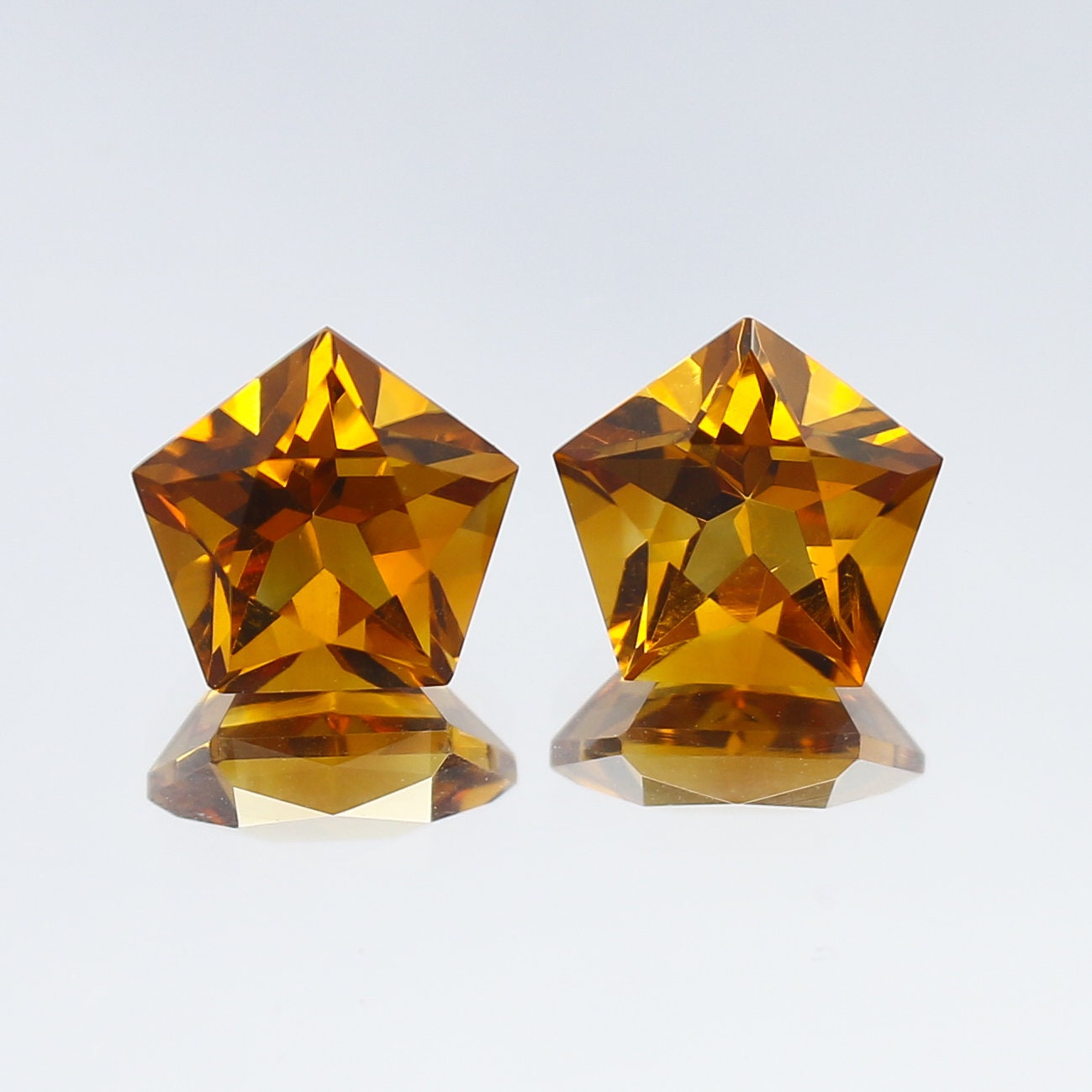 Natural Citrine Lot 4.85 Carat 9x9 MM Pentagon Shape Faceted Gemstone 2 Piece Lot