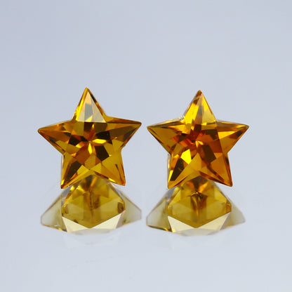 Natural Citrine Pair 1.98 Carat 7x7 MM Star Shape Faceted Gemstone Pair