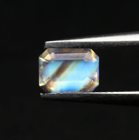 Natural Multi-Fire Rainbow Moonstone 0.54 Carat 5.6x4.2 MM Octagon Shape Faceted Gemstone