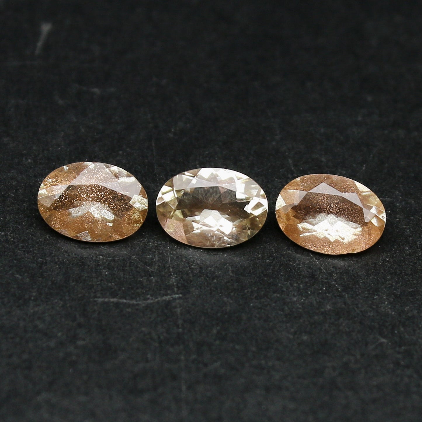 Natural Oregon Sunstone Lot 1.69 Carat 7x5 MM Oval Shape Faceted Gemstone 3 Piece Lot