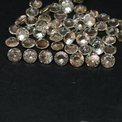 Natural Oregon Sunstone Diamond Cut 5x5 MM Round Shape Faceted Gemstone