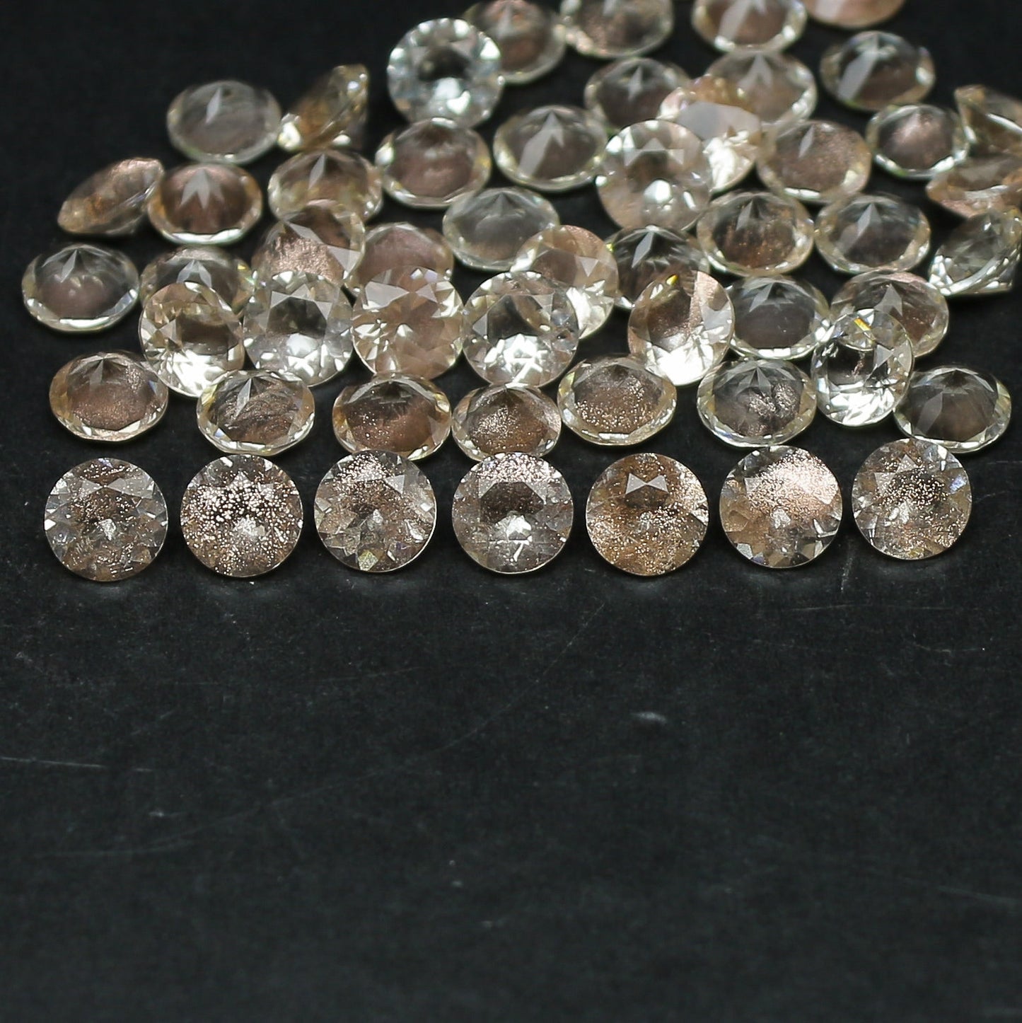 Natural Oregon Sunstone Diamond Cut 5x5 MM Round Shape Faceted Gemstone