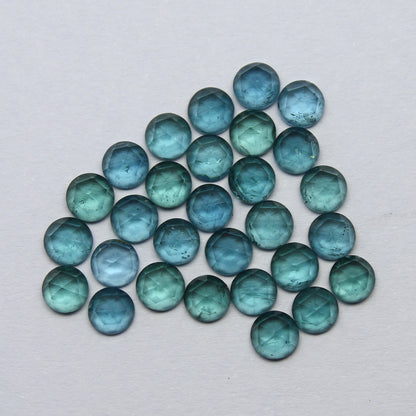 Natural Indicolite Tourmaline Lot 7.59 Carat 4x4 MM Round Shape Rosecut Gemstone 29 Piece Lot