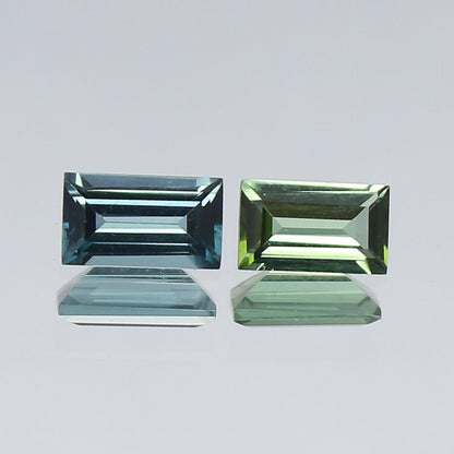 Natural Blue and Green Tourmaline lot 0.58 Carat 5.4x3/5x3 MM Baguette Shape Faceted Gemstone 2 Piece Lot