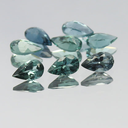 Natural Indicolite Tourmaline Lot 1.53 Carat 5x3 MM Pear Shape Faceted Gemstone 8 Piece Lot