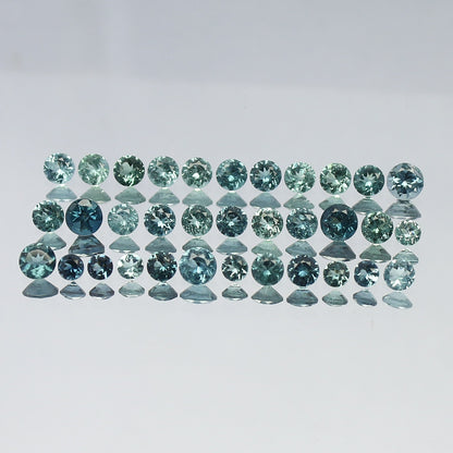 Natural Indicolite Tourmaline Lot 3.52 Carat 2.5x2.5/3x3/3.5x3.5 MM Round Shape Faceted Gemstone 34 Piece Lot