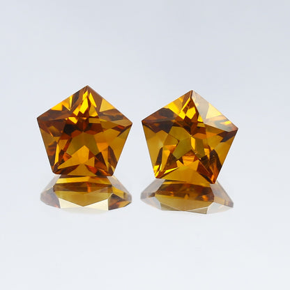 Natural Citrine Lot 4.85 Carat 9x9 MM Pentagon Shape Faceted Gemstone 2 Piece Lot