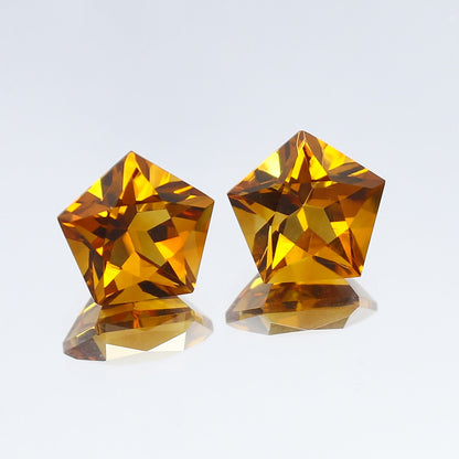 Natural Citrine Lot 4.85 Carat 9x9 MM Pentagon Shape Faceted Gemstone 2 Piece Lot