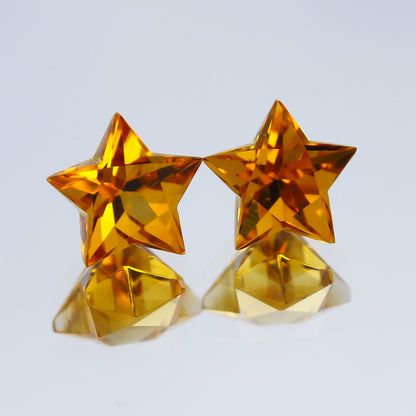 Natural Citrine Pair 2.15 Carat 7x7 MM Star Shape Faceted Gemstone Pair