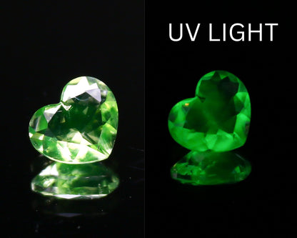 Natural Daylight Fluorescent Hyalite Opal 0.40 Carat 6x5.3 MM Heart Shape Faceted Gemstone