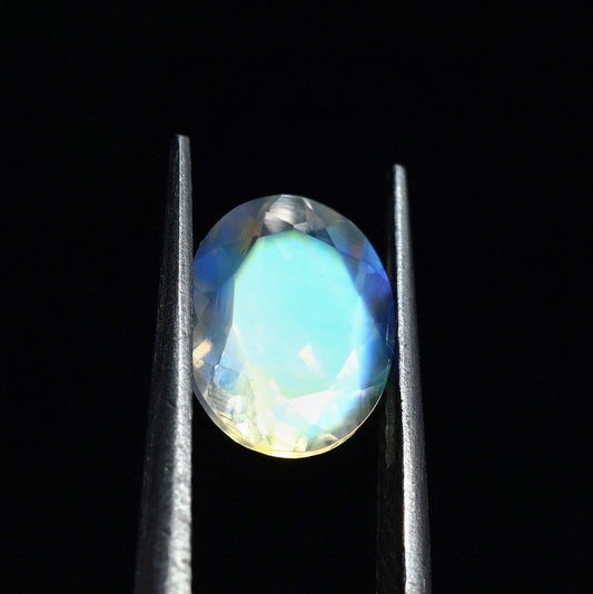 Natural Flawless Multi-Fire  Rainbow Moonstone 1.66 Carat 9x7 MM Oval Shape Faceted Gemstone