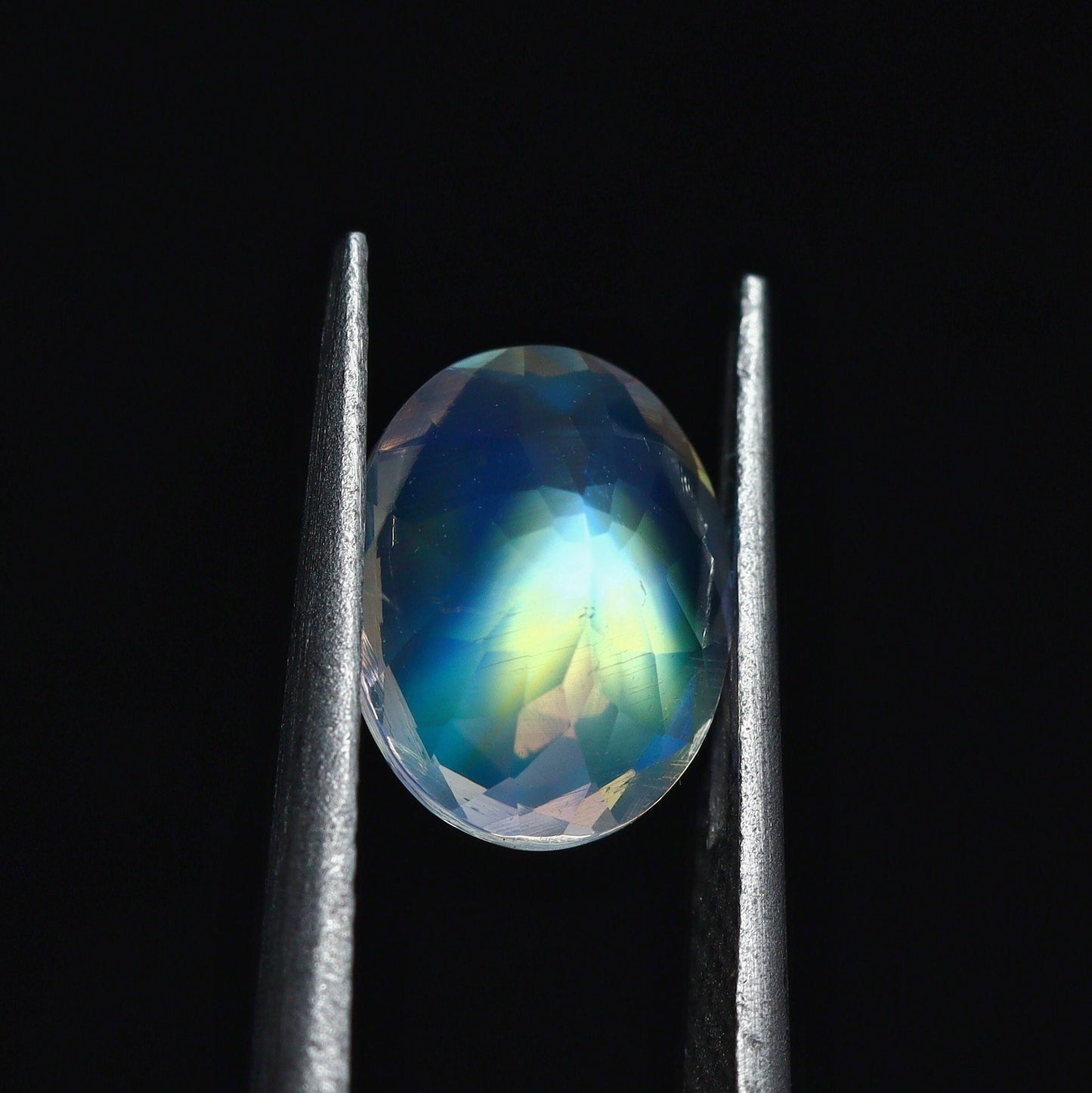 Natural Flawless Multi-Fire  Rainbow Moonstone 1.66 Carat 9x7 MM Oval Shape Faceted Gemstone