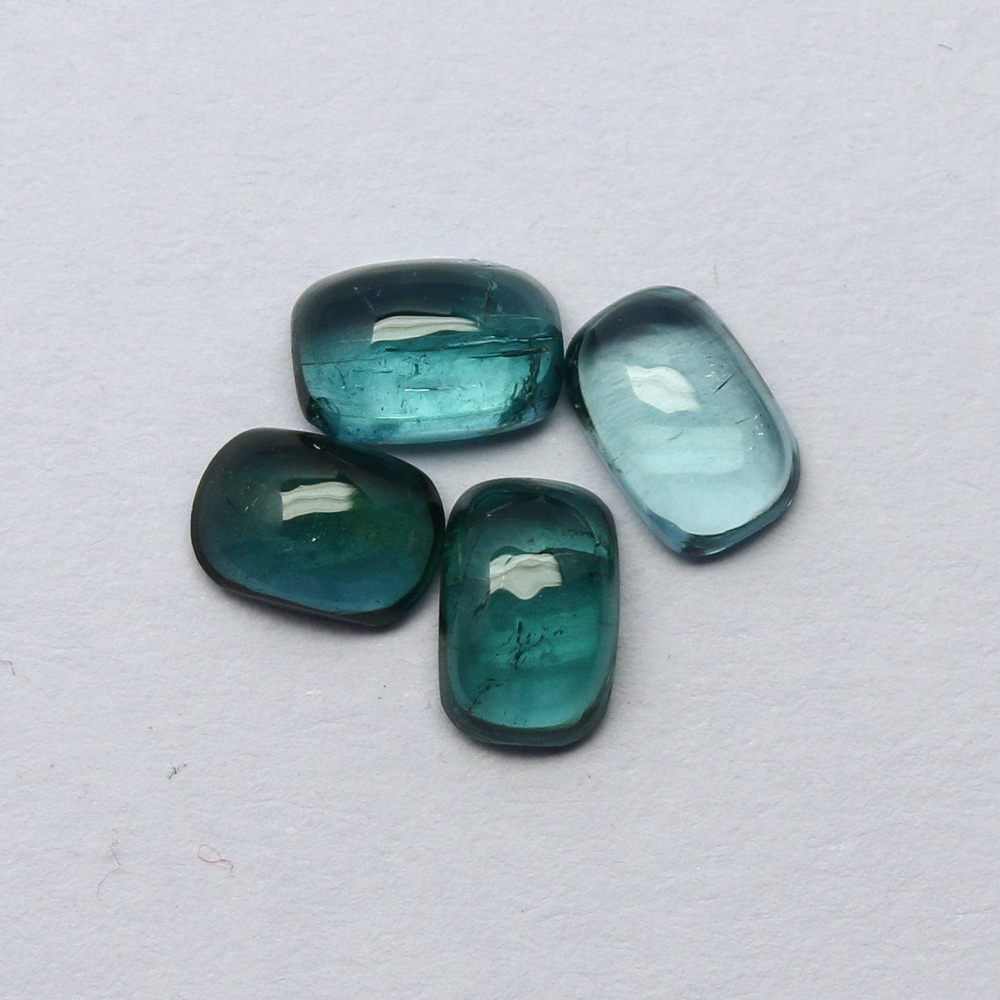 Natural Indicolite Tourmaline Lot 2.48 Carat 6x4 MM Cushion Shape Cabochon Gemstone 4 Pieces Lot