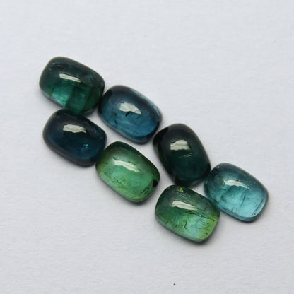 Natural Indicolite Tourmaline Lot 8.44 Carat 7x5 MM Cushion Shape Cabochon Gemstone 7 Pieces Lot