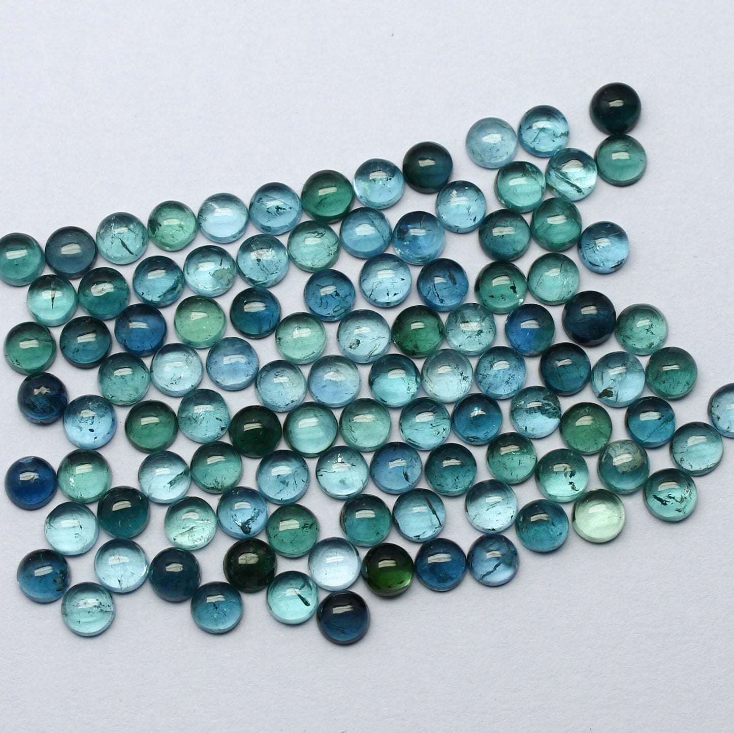 Natural Indicolite Tourmaline 4x4 Round Shape Cabochon Gemstone Lot