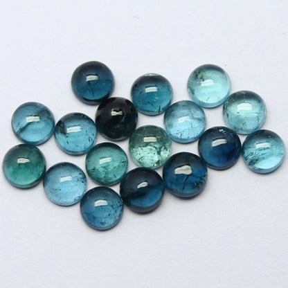 Natural Indicolite Tourmaline Lot 6x6 MM Round Shape Cabochon Gemstone Lot