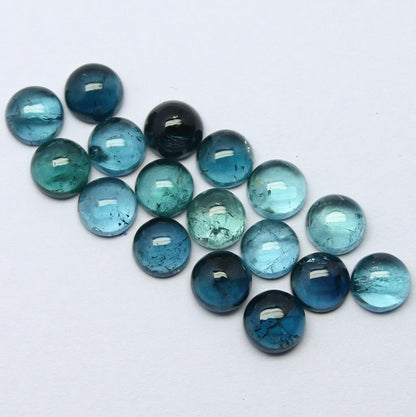 Natural Indicolite Tourmaline Lot 6x6 MM Round Shape Cabochon Gemstone Lot