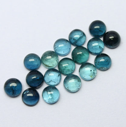 Natural Indicolite Tourmaline Lot 6x6 MM Round Shape Cabochon Gemstone Lot