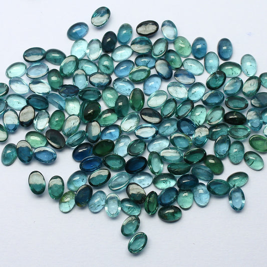 Natural Indicolite Tourmaline Lot 6x4 MM Oval Shape Cabochon Gemstone Lot