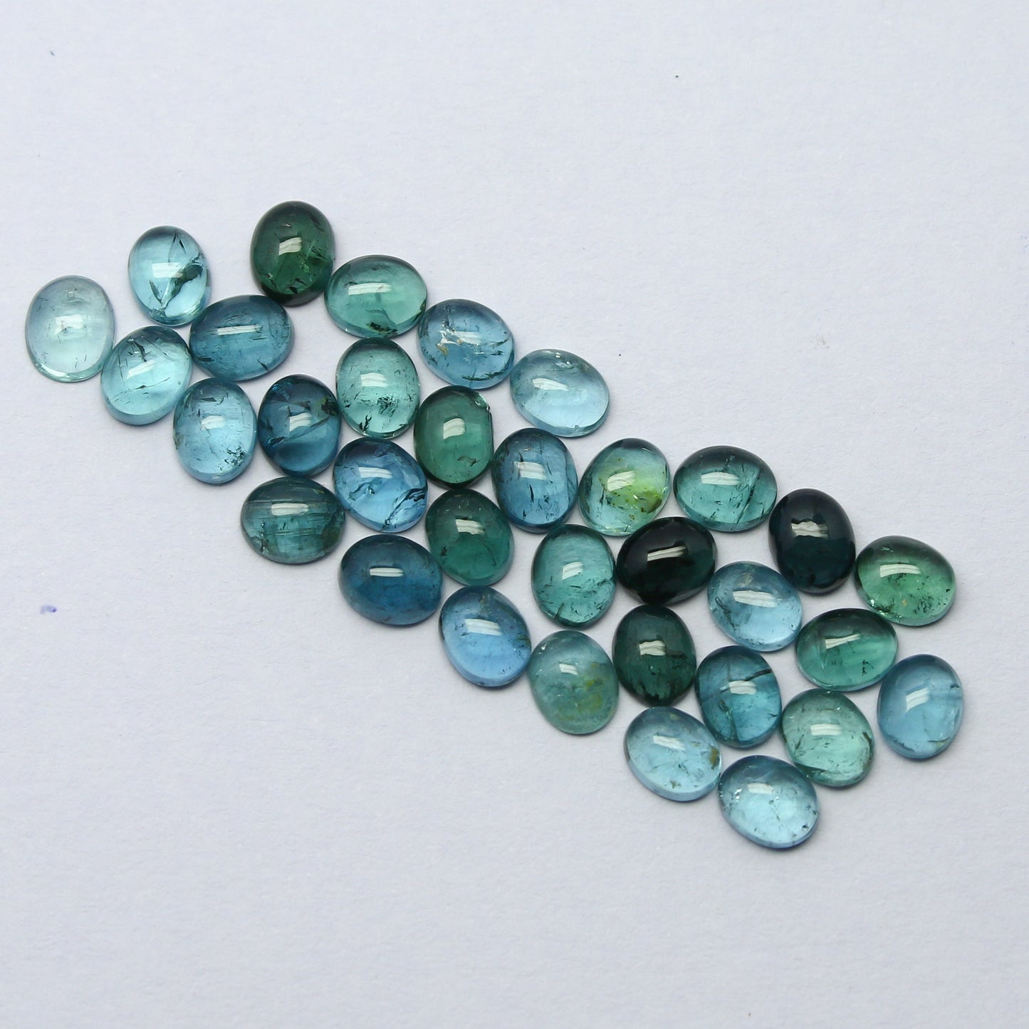 Natural Indicolite Tourmaline Lot 5x4 MM Oval Shape Cabochon Gemstone Lot