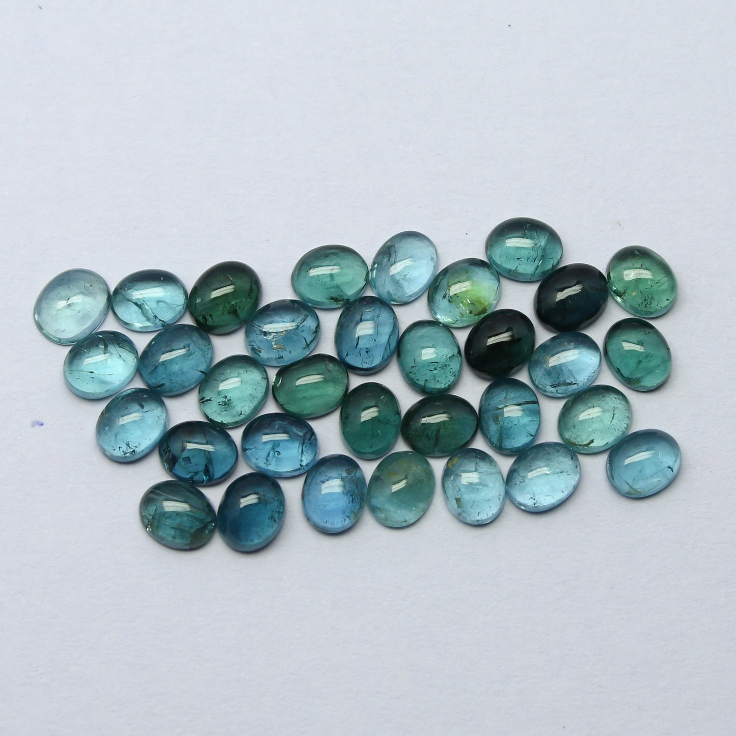 Natural Indicolite Tourmaline Lot 5x4 MM Oval Shape Cabochon Gemstone Lot