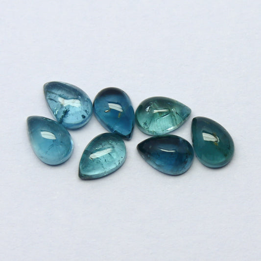 Natural Indicolite Tourmaline Lot 3.67 Carat 6x4 MM Pear Shape Cabochon Gemstone 7 Piece Lot