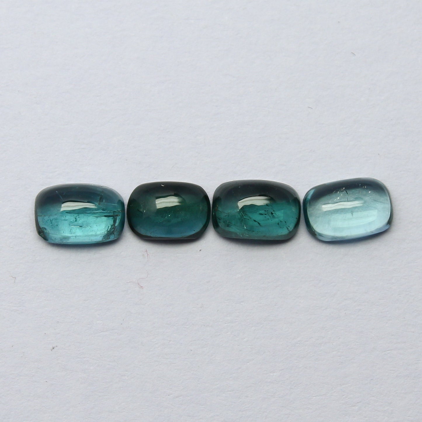 Natural Indicolite Tourmaline Lot 2.48 Carat 6x4 MM Cushion Shape Cabochon Gemstone 4 Pieces Lot