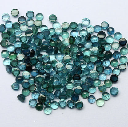 Natural Indicolite Tourmaline 4x4 Round Shape Cabochon Gemstone Lot