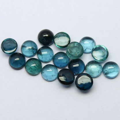 Natural Indicolite Tourmaline Lot 6x6 MM Round Shape Cabochon Gemstone Lot