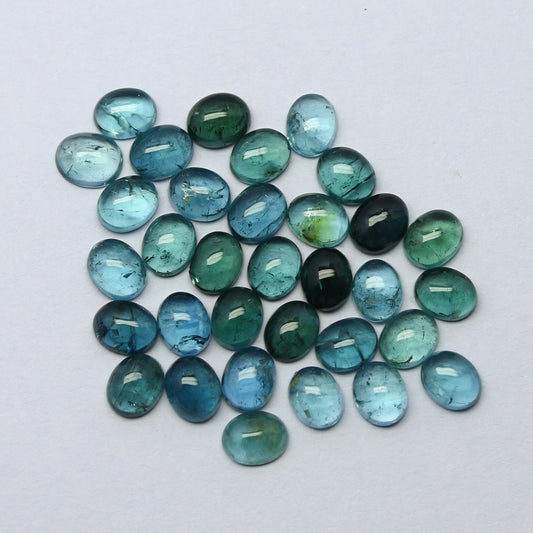 Natural Indicolite Tourmaline Lot 5x4 MM Oval Shape Cabochon Gemstone Lot