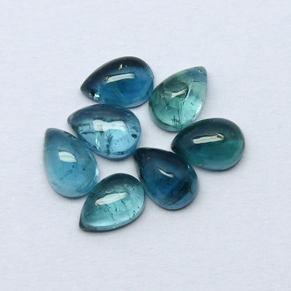 Natural Indicolite Tourmaline Lot 3.67 Carat 6x4 MM Pear Shape Cabochon Gemstone 7 Piece Lot