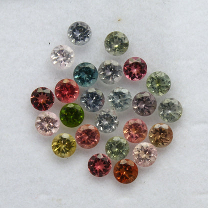 Natural Multi-Color Tourmaline Lot 4.08 Carat 3.5x3.5 MM Round Shape Faceted Gemstone 24 Piece Lot