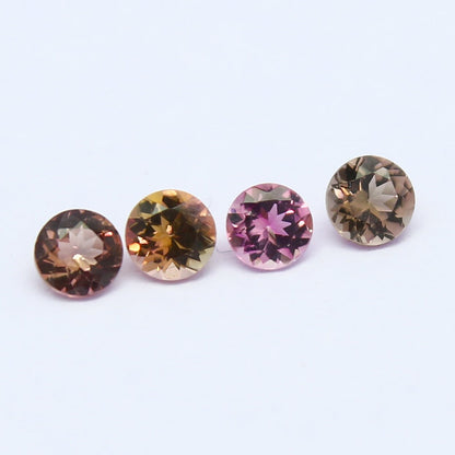 Natural Bi-color Tourmaline Lot 0.40 Carat 3x3 MM Round Shape Faceted Gemstone 4 Piece Lot