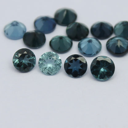 Natural Indicolite Tourmaline Lot 2.26 Carat 3.5x3.5 MM Round Shape Faceted Gemstone 14 Piece Lot