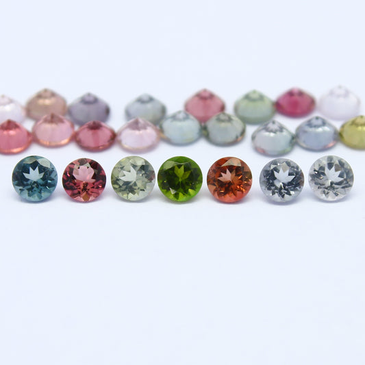 Natural Multi-Color Tourmaline Lot 4.08 Carat 3.5x3.5 MM Round Shape Faceted Gemstone 24 Piece Lot