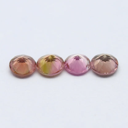 Natural Bi-color Tourmaline Lot 0.40 Carat 3x3 MM Round Shape Faceted Gemstone 4 Piece Lot