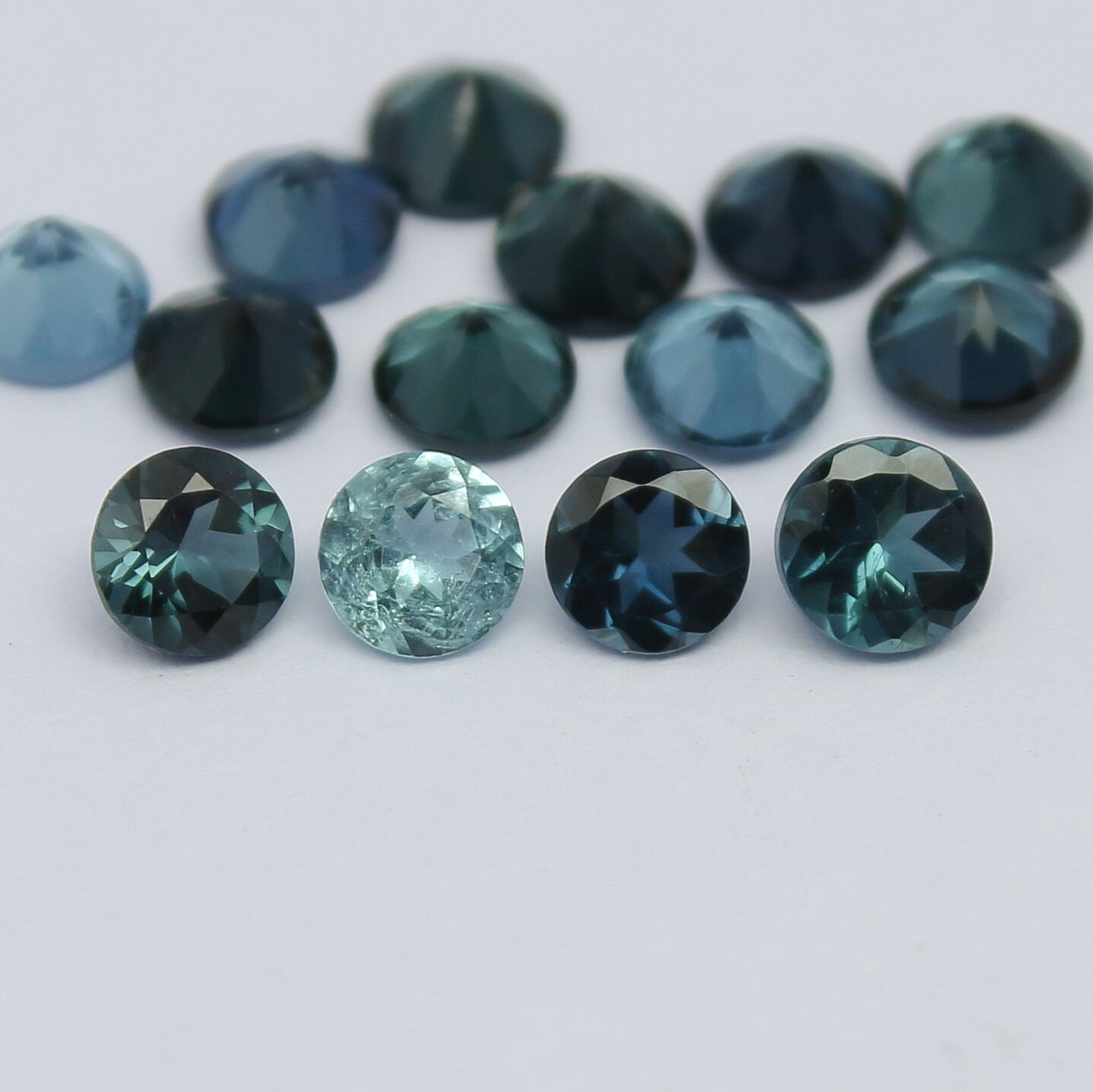 Natural Indicolite Tourmaline Lot 2.26 Carat 3.5x3.5 MM Round Shape Faceted Gemstone 14 Piece Lot