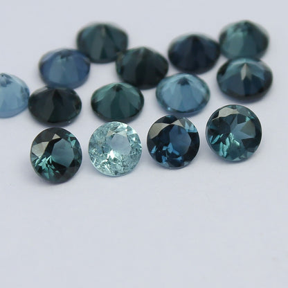 Natural Indicolite Tourmaline Lot 2.26 Carat 3.5x3.5 MM Round Shape Faceted Gemstone 14 Piece Lot